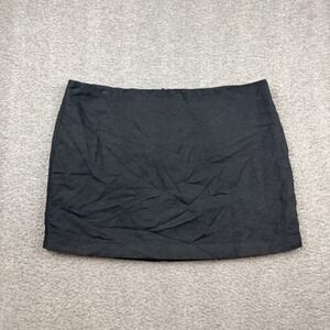 H&M Black Viscose Linen Blend Mini Skirt US 12